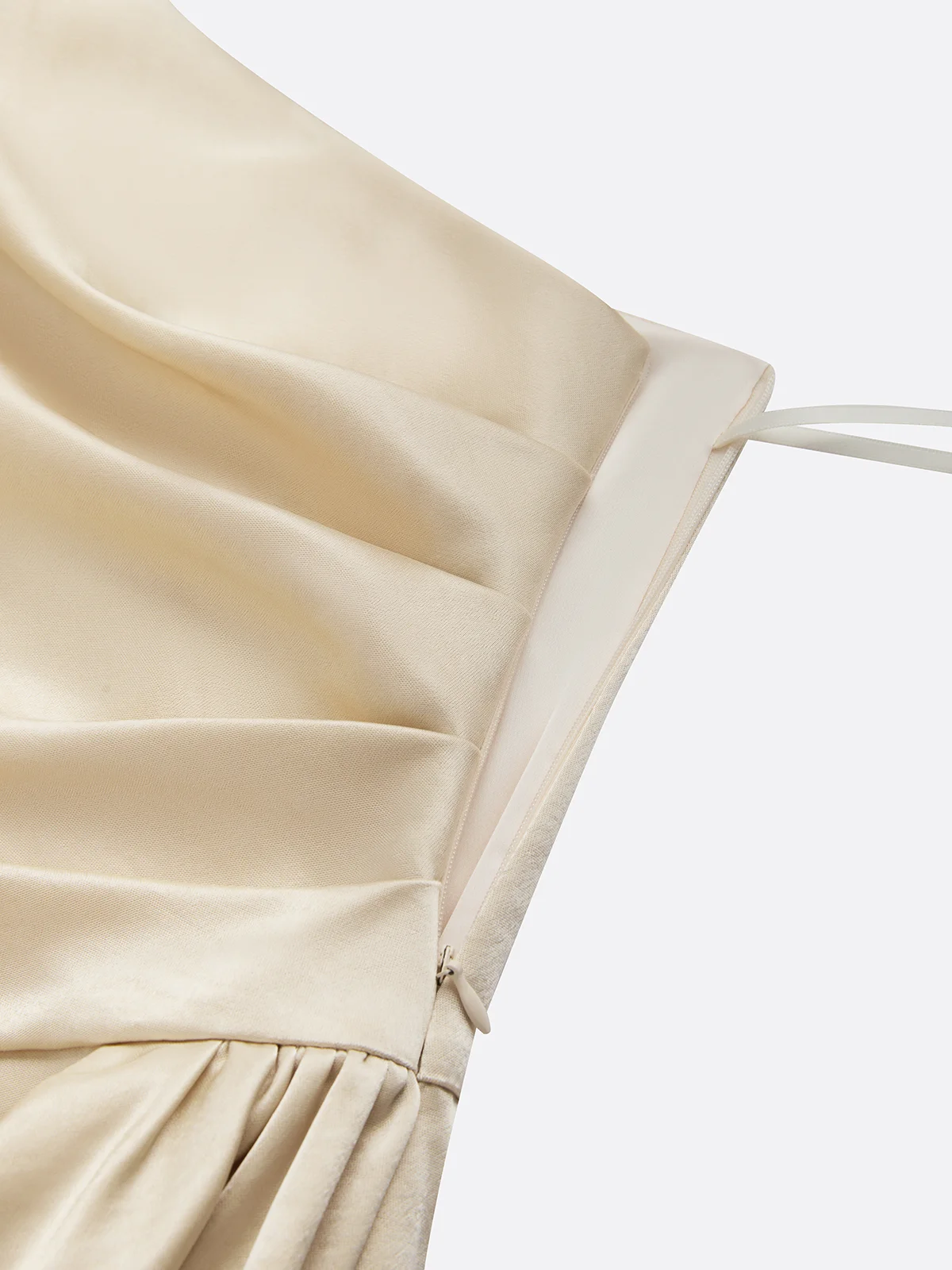 One-Shoulder Draped Satin Gown