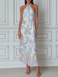 Ethereal Paisley Halter Maxi Dress