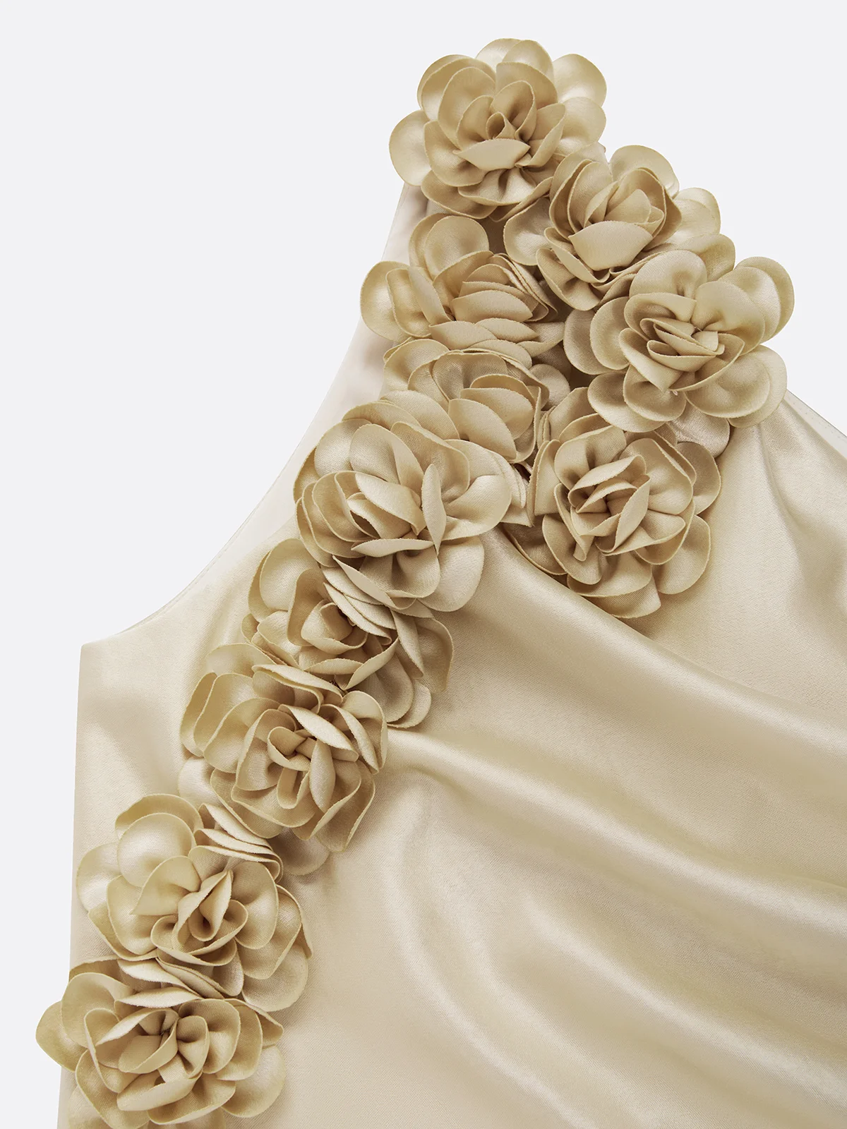 One-Shoulder Draped Satin Gown