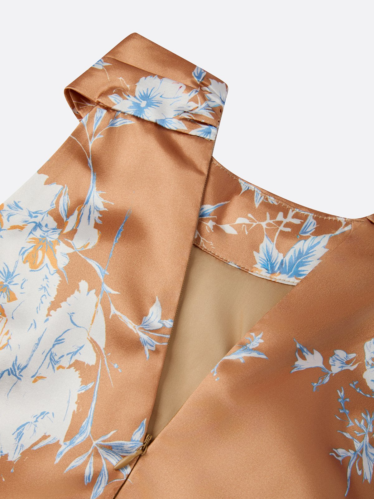 Floral Satin Halter Midi Dress