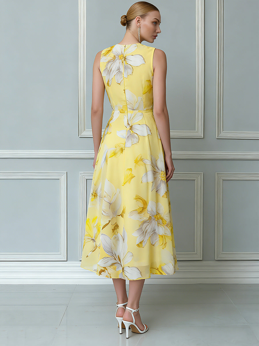 Sun-Drenched Floral Midi Dress